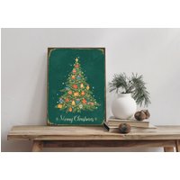 queence Alu-Dibond-Druck "Weihnachtsbaum", (1 St.), Merry Christmas, Grün, Schild von Queence