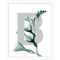 queence Bild "B-Flower 2.0", Buchstaben, Blume, Blätter, gerahmt von Queence