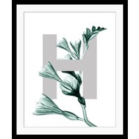 queence Bild "H-Flower", Buchstaben, Blätter, gerahmt, Blume von Queence
