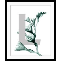 queence Bild "L-Flower", Buchstaben, Blätter, gerahmt, Blume von Queence