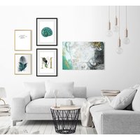 queence Bild "M", M-Buchstaben-Pflanzen-Pflanzenbilder, (1 St.), HD Premium Poster-Druck inkl. Holzrahmen von Queence