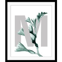 queence Bild "M-Flower", Buchstaben, Blume, gerahmt, Blätter von Queence