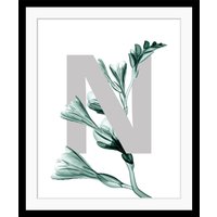 queence Bild "N-Flower", Buchstaben, Blätter, Blume, gerahmt von Queence