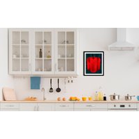 queence Bild "Paprika Art", Obst-Obst Bilder-Schriftzug-Kunst-Abstrakt-Essen-Lebensmittel, (1 St.), gerahmt von Queence