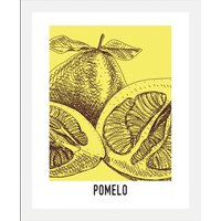 queence Bild "Pomelo", Obst-Obst Bilder-Kunst-Abstrakt-Essen-Lebensmittel-Schriftzug, (1 St.), gerahmt von Queence