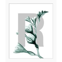 queence Bild "R-Flower", Buchstaben, Blätter, gerahmt, Blume von Queence