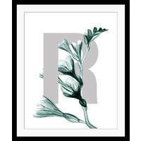 queence Bild "R-Flower", Buchstaben, Blätter, gerahmt, Blume von Queence