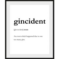 queence Bild "gincident", (1 St.), HD Premium Poster-Druck inkl. Holzrahmen von Queence