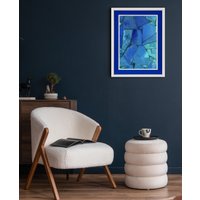 queence Bild mit Rahmen "Abstrakt, Mosaik, blautöne", Abstrakt-Abstrakte-Kunst, (1 St.), Poster mit buntem Acrylglas Passepartout von Queence