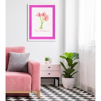 queence Bild mit Rahmen "Blume, pink", Blumen-Blumenbilder, (1 St.), Poster mit buntem Acrylglas Passepartout von Queence