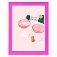 queence Bild mit Rahmen "Champagner, Gläser", Getränke, (1 St.), Poster mit buntem Acrylglas Passepartout von Queence