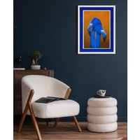 queence Bild mit Rahmen "Flamingo, Liebe, blau", Flamingos, (1 St.), Poster mit buntem Acrylglas Passepartout von Queence