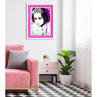 queence Bild mit Rahmen "Frau, Abstrakt, Bunt", Bilder von Frauen-Frau-Gesicht, (1 St.), Poster mit buntem Acrylglas Passepartout von Queence