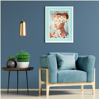 queence Bild mit Rahmen "Frau mit Blumenkranz", Bilder von Frauen-Blumen-Blumenbilder-Frau-Gesicht, (1 St.), Poster mit buntem Acrylglas Passepartout von Queence