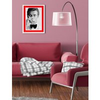 queence Bild mit Rahmen "Roger Moore", Bilder von Männern-Film-Filmfiguren-Gesicht-Mann-Schwarz-Weiß, (1 St.), Poster mit buntem Acrylglas Passepartout von Queence