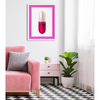queence Bild mit Rahmen "Tablette, Spruch pink", Schriftzug-Schriftzüge, (1 St.), Poster mit buntem Acrylglas Passepartout von Queence
