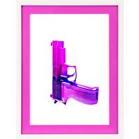 queence Bild mit Rahmen "Waffe, Pistole, pink", Sport, (1 St.), Poster mit buntem Acrylglas Passepartout von Queence
