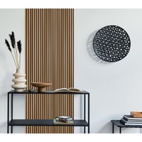 queence Fototapete "Paneele in Holzoptik", 3D-Optik-bedruckt-clean-gestreift-Holz-seidenmatt, Wandpaneele, selbstklebend, Tapete, Sticker, Wanddeko, Holzoptik von Queence