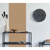 queence Fototapete "Paneele in Holzoptik", 3D-Optik-bedruckt-clean-gestreift-Holz-seidenmatt, Wandpaneele, selbstklebend, Tapete, Sticker, Wanddeko, Holzoptik von Queence