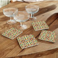 queence Getränkeuntersetzer "Bunte Mosaik Fliesen Steine", (Set, 4 tlg.), Mosaik Set Topfuntersetzer Naturstein Untersetzer 10x10x1cm von Queence