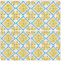 queence Getränkeuntersetzer "Gelbe Mosaik Fliesen Steine", (Set, 4 tlg.), Mosaik Set Topfuntersetzer Naturstein Untersetzer 10x10x1cm von Queence