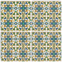 queence Getränkeuntersetzer "Grün Türkis Mosaik Motiv Fliesen Steine", (Set, 4 tlg.), Mosaik Set Topfuntersetzer Naturstein Untersetzer 10x10x1cm von Queence