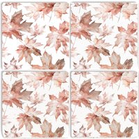 queence Getränkeuntersetzer "Herbst Blätter Motiv Steine Fliesen", (Set, 4 tlg.), Blätter Set Topfuntersetzer Naturstein Untersetzer 10x10x1cm von Queence
