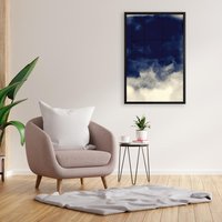 queence Leinwandbild "Abstrakt Blau", Abstrakt-Abstrakte-Kunst-Modern, mit einem Schattenfugenrahmen veredelt von Queence