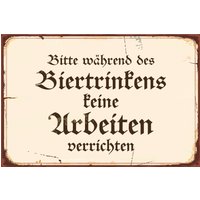 queence Metallbild "Bier Spruch Stahlschild Blechschild" 1 Stk. tlg. 20x30x0,2cm - mit 4 Lochbohrung von Queence