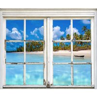 queence Wandsticker "Insel" Wandsticker, Wandbild, selbstklebend, 3D, Fenster von Queence