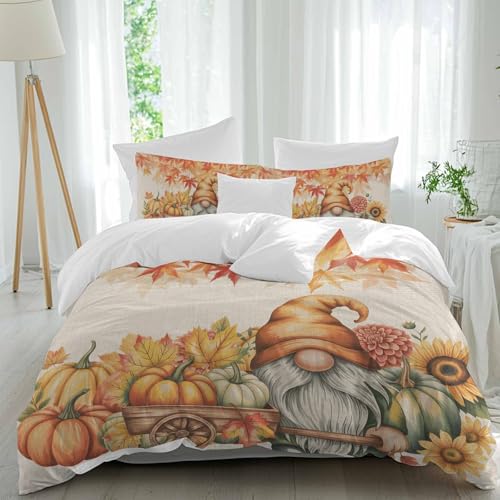 California King-Size-Bettbezug-Set, rustikales Herbst-Kürbisblatt, 3-teilig, weiches Bettwäsche-Set, 1 Bettbezug + 2 dekorative Kissenbezüge, für Schlafzimmer, alle Jahreszeiten, Bauernhaus-Zwerg auf California King-Size-Bettbezug-Set, rustikales Herbst-Kürbisblatt, 3-teilig, weiches Bettwäsche-Set, 1 Bettbezug + 2 dekorative Kissenbezüge, für Schlafzimmer, alle Jahreszeiten, Bauernhaus-Zwerg auf von Queener Home