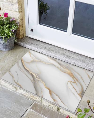 Fußmatte mit abstrakter moderner Marmorstruktur, 61 x 91 cm, Küchenteppich, rutschfeste Matte mit TPR-Rückseite, weich, saugfähig, Bodenteppich für Badezimmer, Schlafzimmer, Eingangsbereich Fußmatte mit abstrakter moderner Marmorstruktur, 61 x 91 cm, Küchenteppich, rutschfeste Matte mit TPR-Rückseite, weich, saugfähig, Bodenteppich für Badezimmer, Schlafzimmer, Eingangsbereich von Queener Home