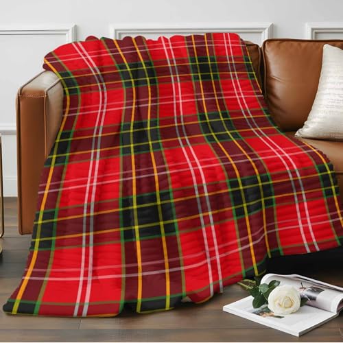 Überwurfdecke für Couch, Flanell-Fleece-Decken, Retro-Stil, geometrische Streifen, weich, gemütlich, Plüsch, Bettüberwurf, leicht, gestreift, für alle Jahreszeiten, 101,6 x 127 cm, Rot / Grün Überwurfdecke für Couch, Flanell-Fleece-Decken, Retro-Stil, geometrische Streifen, weich, gemütlich, Plüsch, Bettüberwurf, leicht, gestreift, für alle Jahreszeiten, 101,6 x 127 cm, Rot / Grün von Queener Home