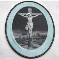 Heiligenbild Ikone Vintage Jesus Am Kreuz Andachtsbild Wallfahrtserinnerung von QueenofGarbage2