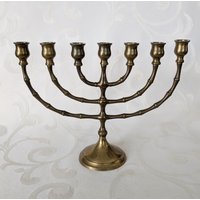 Vintag Menorah Kerzenständer Indien Messing Kerzenhalter Leuchter Kerzenleuchter von QueenofGarbage2