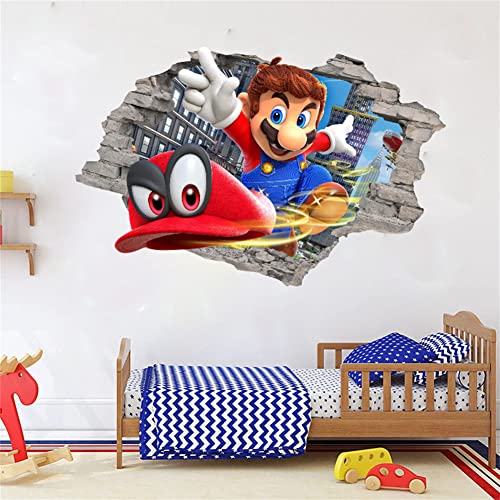 3D Super Mario Wandaufkleber für Kinder, Cartoon-Schlafzimmer, Hintergrund-Dekoration, selbstklebend, Igel, Videospiel-Aufkleber, Geburtstagsparty-Zubehör von Queenwiff