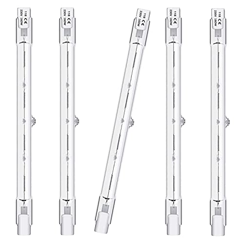 Queeplo 5 Stück R7S Halogen Leuchtmittel 160W 230V Dimmbar Warmweiß,118mm R7S Halogenstab von Queeplo