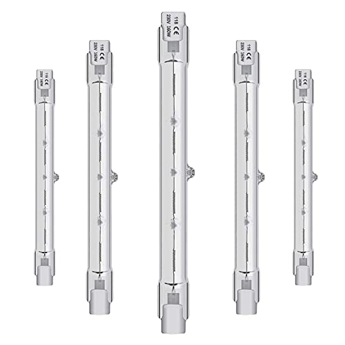Queeplo 5 Stück R7S Halogen Leuchtmittel 160W 230V Dimmbar Warmweiß,118mm R7S Halogenstab von Queeplo
