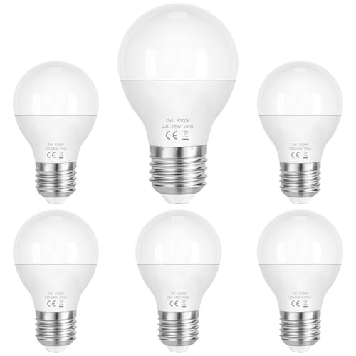 Queeplo E27 LED Kaltweiß Glühbirne, 7W 540 Lumen 6500K Lampe, G45/P45 Energieeffizient Globus Leuchtmittel, 200°Abstrahlwinkel entspricht 60 Watt Glühlampe, Nicht Dimmbar, 6er-Pack Queeplo E27 LED Kaltweiß Glühbirne, 7W 540 Lumen 6500K Lampe, G45/P45 Energieeffizient Globus Leuchtmittel, 200°Abstrahlwinkel entspricht 60 Watt Glühlampe, Nicht Dimmbar, 6er-Pack von Queeplo