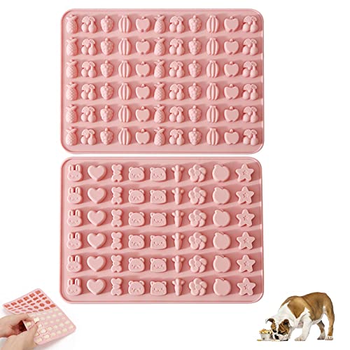 2 Stück Silikon Backmatte Hundebackmatten Silikon Silikonform Hundeleckerli für Mini DIY Hundekekse und Leckerlis, Herzenbackform, Pralinenform, Schokoladenform, Antihaft Pralinenform von Queerelele