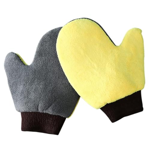 Queerelele 2 Stück Waschhandschuhe Waschhandschuh Auto Mikrofaser Handschuh Super Saugfähiges Chenille Waschhandschuh Handschuh für Schonende und kratzerfreie Autowäsche -mit Elastischer Manschette von Queerelele