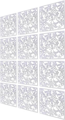 12tlg Raumteiler Hängend Paravent Hängepaneel Sichtschutz DIY Weiße Raumtrenner hängend [Designelement] Blickfang und Dekoration Vorhang zum Aufhängen Wand Trennwand 40x40CM von Queeucaer