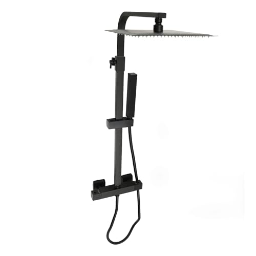Duschsystem Regenbrause Duschkopf Wandmontage Dusch Armatur Duschsatz Handbrause mit Thermostat Schwarze mit Armatur, Brausegarnitur (mit Thermostat -25 x 25 cm - Duschkopf mit Schlauch Duschsystem Regenbrause Duschkopf Wandmontage Dusch Armatur Duschsatz Handbrause mit Thermostat Schwarze mit Armatur, Brausegarnitur (mit Thermostat -25 x 25 cm - Duschkopf mit Schlauch von Queeucaer
