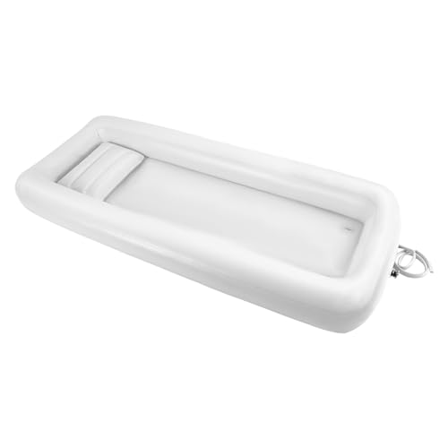 Tragbare aufblasbare Badewanne, elektrische Luftpumpe Erwachsene PVC-Badewanne, Bettseite Dusche Bad Kit, für ältere Menschen, schwangere Frauen, 195 * 90 * 20cm von Queeucaer