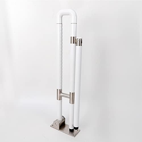 WC Toiletten Klappgriff Wandstützgriff Klappba Haltegriffe für Senioren Stützgriff Haltegriff Toilette Klappbar Aufstehhilfe Stützhilfe mit Papierhalter Saugnapf Ohne Bohren Mobiler Weiß,75cm von Queeucaer