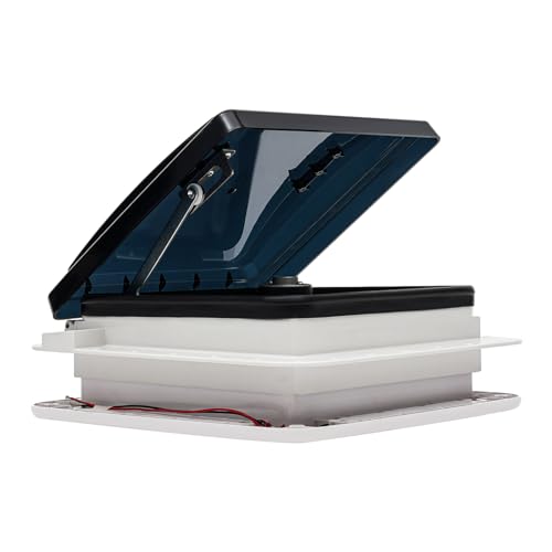 Wohnmobil Dachventilator Dachlüfter Vent Dachlüftung mit Thermostat, für Wohnmobile manuelle und automatische Geschwindigkeit, Wohnmobil-Ventilator, Rauchkuppel,Lochgröße :280 * 280mm von Queeucaer