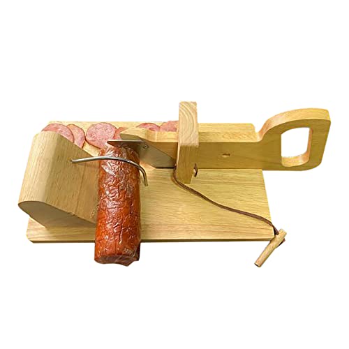 Wurst Trockenfleisch Schneider Wurstschneidemaschine Wursthobel Messerhalter Wurstschneidemaschine Holz 8.5 * 16.5 * 10cm Ergonomischer Griff Scharfe Klinge für Speck Würste Schinken von Queeucaer
