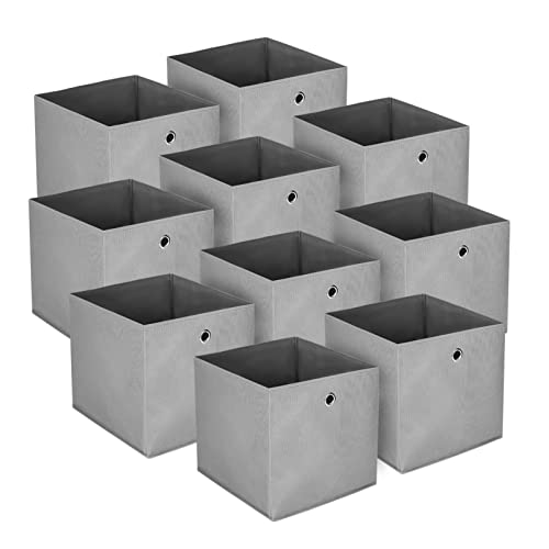 Queiting 10 Stück,Aufbewahrungsbox,Würfel Stoff,Aufbewahrungsboxen,Faltbox, 32 X 32 X 32cm,Mit Fingerloch, Für Regale Oder Raumteiler Grau von Queiting