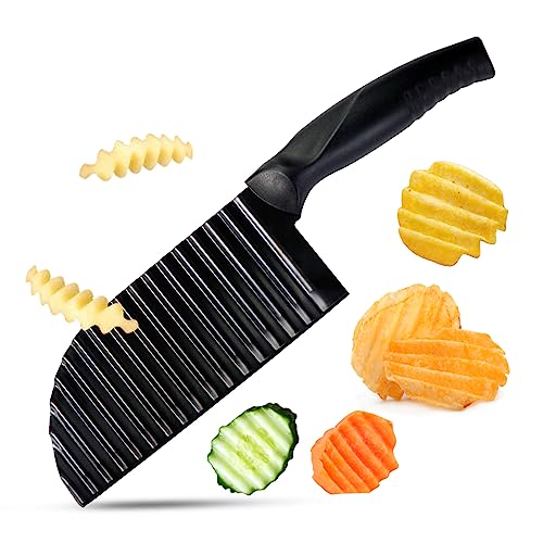 Quelcc Wellenschneider, Kartoffelschneider, Mehrzweck Gemüseschneider,Pommesschneider, Edelstahl Crinkle Chip Cutter, Riffelmesser Crinkle, für Gemüse Obst Frucht Kartoffel von Quelcc