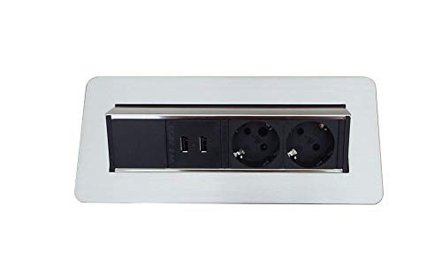 Q/Backflip edelstahl 2er Steckdose mit USB Anschluss von Quellmalz
